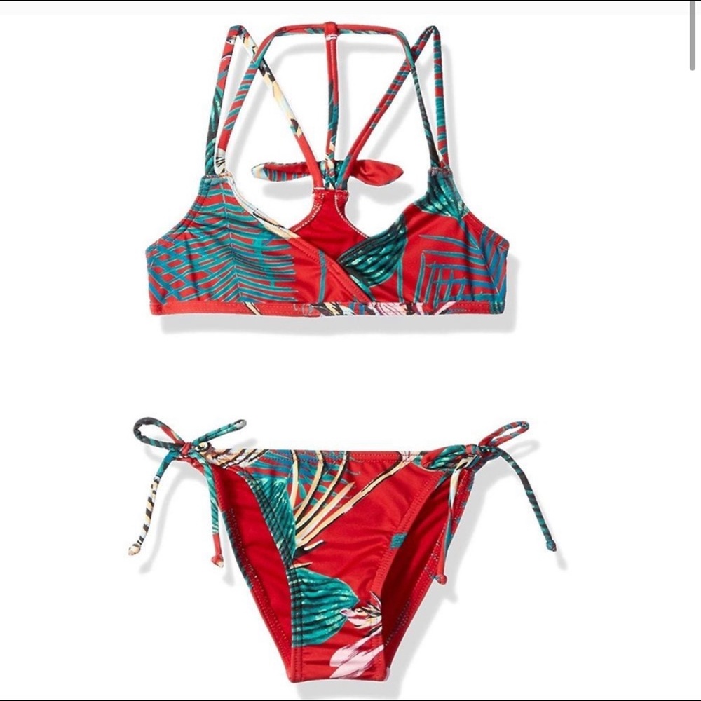 Rich Girls Size 12 Red and Green Bikini